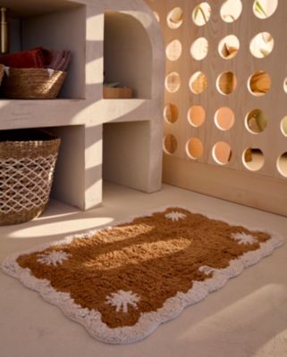Tapis de bain antidérapant en coton tufté marron 80 x 50 cm Maison Paloma x Castorama