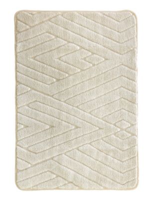 Tapis de bain antidérapant motif triangles beige l.50 x L.70 cm, Future Home Eliott
