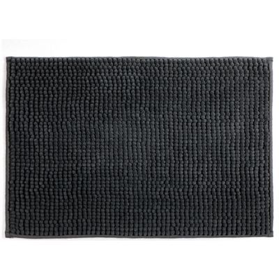 Tapis de bain antidérapant rectangulaire gris foncé L.60 x l.40 cm Chenille