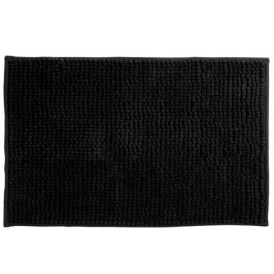 Tapis de bain antidérapant rectangulaire noir L.60 x l.40 cm Chenille
