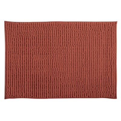 Tapis de bain antidérapant rectangulaire terracotta L.60 x l.40 cm Chenille
