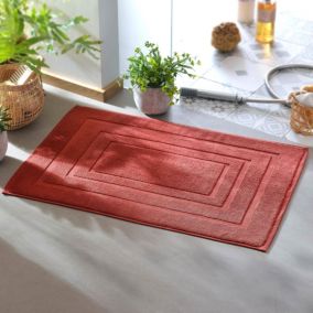 Tapis de bain ATLANTIQUE 50x75 rouge grenade en coton 900 g/m²