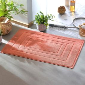 Tapis de bain ATLANTIQUE 60x60 orange terracotta en coton 900 g/m²