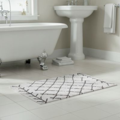 Tapis de bain Blanc écru rayé Ballan