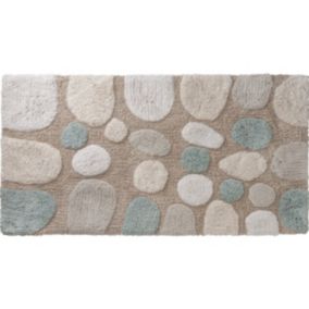 Tapis de bain déco en coton tufté galet 50x80cm