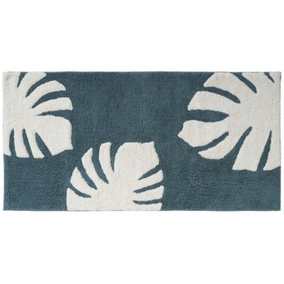 Tapis de bain déco feuilles en coton tufté 60x120cm