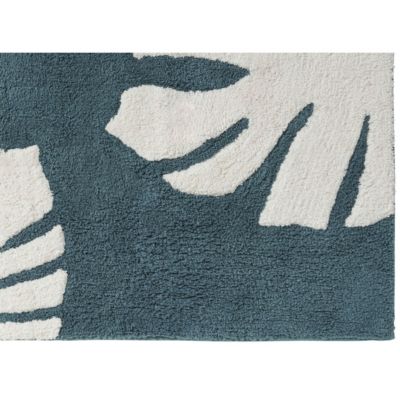 Tapis de bain déco feuilles en coton tufté 60x120cm