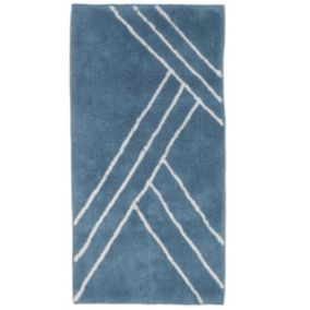 Tapis de bain déco géométrique en coton 60x120cm