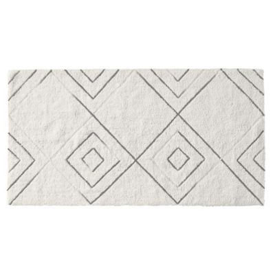 Tapis de bain déco géométrique en coton tufté 60x120cm