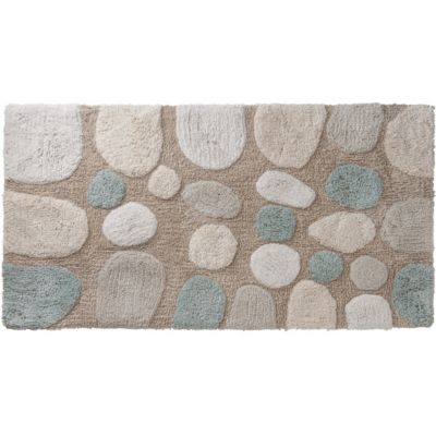 Tapis de bain déco galet en coton tufté 60x120cm