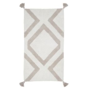 Tapis de bain déco à pompons en coton 60x120cm