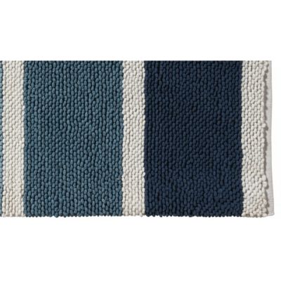 Tapis de bain déco à rayures en polycoton 60x120cm