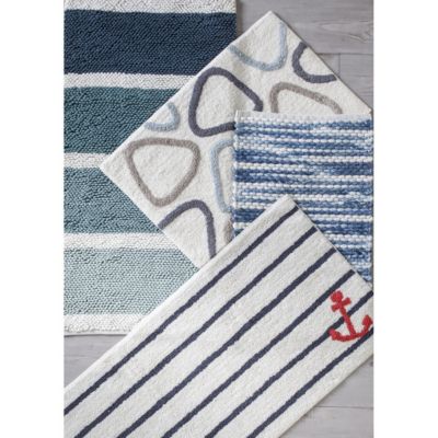 Tapis de bain déco à rayures en polycoton 60x120cm