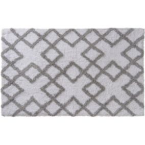 Tapis de bain en coton fantaisie blanc