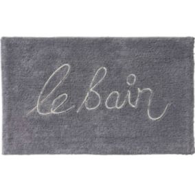 Tapis de bain en coton fantaisie gris 50x80cm