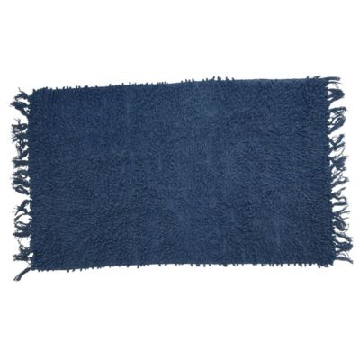 Tapis de bain en coton uni à franges 50x70cm