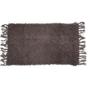 Tapis de bain en coton uni à franges 50x70cm