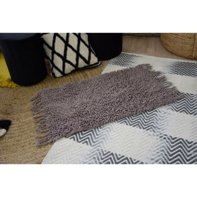 Tapis de bain en coton uni à franges 50x70cm