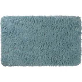 Tapis de bain en polyester uni bleu
