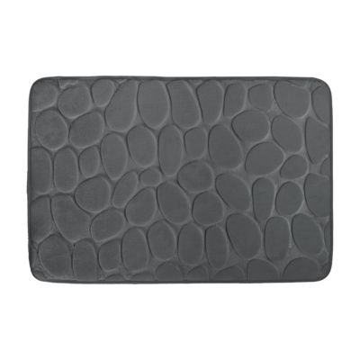 Tapis de bain galet antidérapant rectangulaire gris anthracite L.60 x l.40 cm Pebble