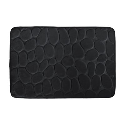 Tapis de bain galet antidérapant rectangulaire noir L.60 x l.40 cm Pebble