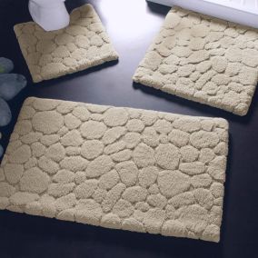 Tapis de bain GALETS 60x60 beige ficelle en coton