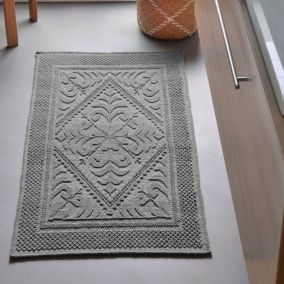 Tapis de bain HELIOS 60x120 gris en coton