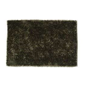 Tapis de bain kaki effet chenille et fil doré L.80 x l.50 cm, Levasseur Softy