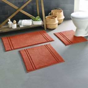 Tapis de bain LIGNUS 50x90 orange terracotta en coton