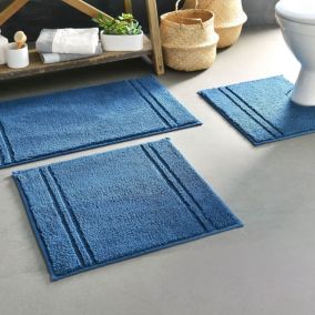 Tapis de bain LIGNUS 60x60 bleu indigo en coton