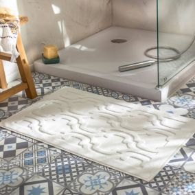 Tapis de bain MIHRAB 60x120 blanc craie en coton 940 g/m²