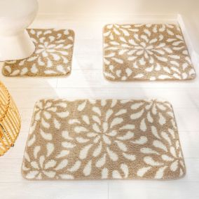 Tapis de bain PETALES 50x80 beige en polyester 1800 g/m²