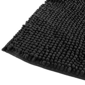 Tapis de bain rectangulaire Colorama en polyester coloris noir L.80 x l.50 cm