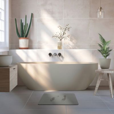 Tapis de bain rectangulaire en diatomite l.60 x L.39 cm gris foncé Msv