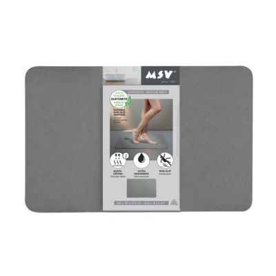 Tapis de bain rectangulaire en diatomite l.60 x L.39 cm gris foncé Msv