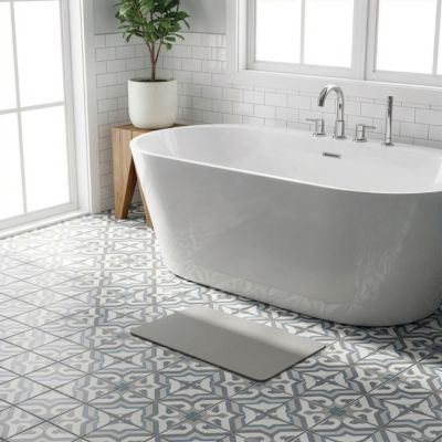 Tapis de bain rectangulaire en diatomite l.60 x L.39 cm gris foncé Msv