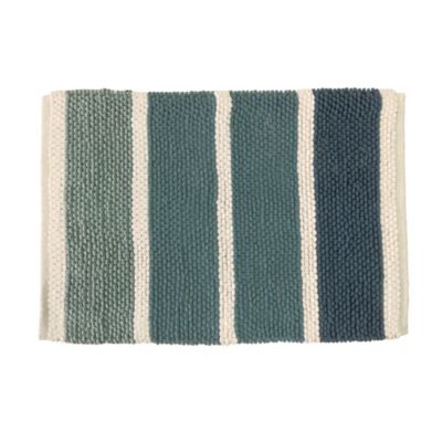 Tapis de bain rectangulaire en polycoton bleu Mykonos 50 x 80 cm Levasseur
