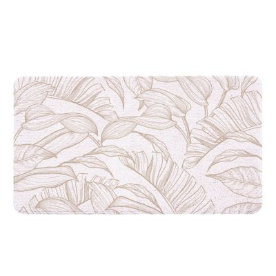 Tapis de bain rectangulaire en polyester beige Botanic 60 x 120 cm Levasseur