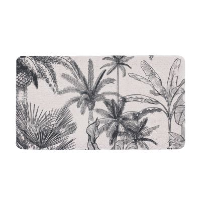 Tapis de bain rectangulaire en polyester noir et blanc Jungle 60 x 120 cm Levasseur