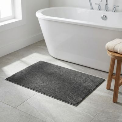 Tapis de bain rectangulaire Glomma coloris anthracite en coton L.60 x l.40 cm