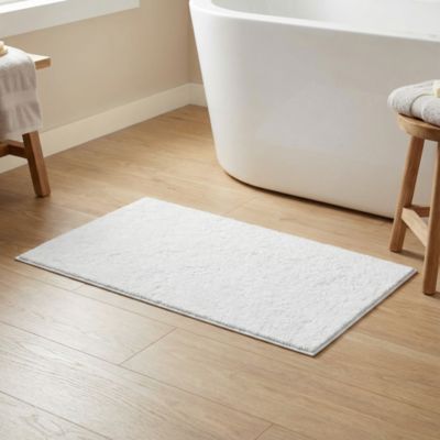 Tapis de bain rectangulaire Glomma coloris blanc en coton L.60 x l.40 cm