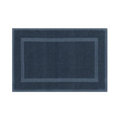 Tapis de bain rectangulaire GoodHome Cellna coloris bleu nuit en coton L.80 x l.50 cm
