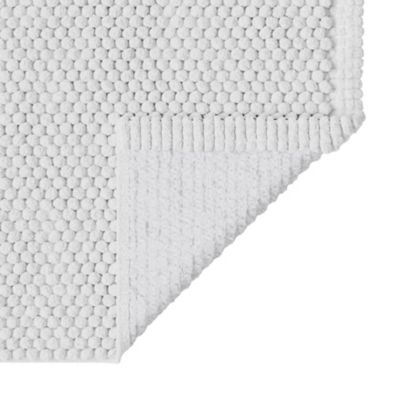 Tapis de bain rectangulaire GoodHome Elland coloris blanc en coton et polyester L.80 x l.50 cm