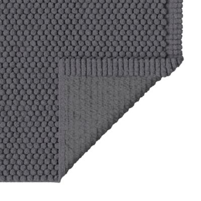 Tapis de bain rectangulaire GoodHome Elland coloris ébène en coton et polyester L.80 x l.50 cm