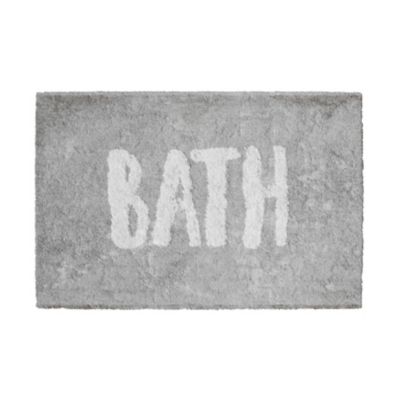 Tapis de bain rectangulaire GoodHome Hebo coloris gris minéral et blanc en coton et polyester L.80 x l.50 cm