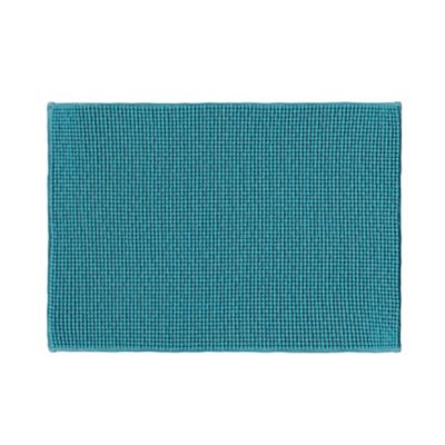 Tapis de bain rectangulaire GoodHome Kina coloris bleu cascade en polyester L.70 x l.50 cm
