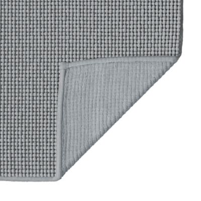 Tapis de bain rectangulaire GoodHome Kina coloris gris minéral en polyester L.70 x l.50 cm