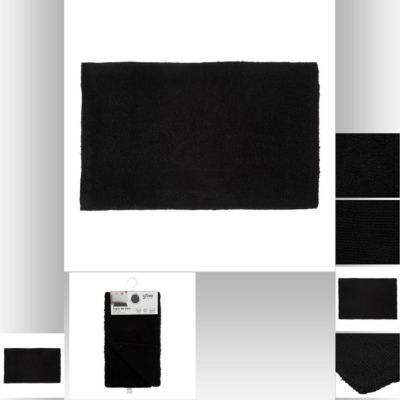 Tapis de bain réversible effet bouclette 50x80 cm coloris noir, 5Five