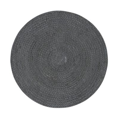 Tapis de bain rond GoodHome Elland coloris ébène en toile de jute Ø70 cm