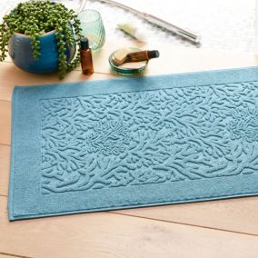 Tapis de bain TAPALANE 60x100 bleu petrole en coton 800 g/m²